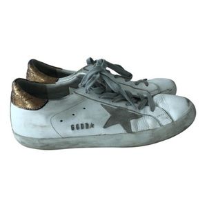 Golden Goose White and Gold Sneakers